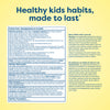 Kids vitamin tablet label with nutritional facts, ingredients, and usage directions for healthy child growth