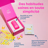 Pink Barbie vitamin tablet bottle in gift box with free stickers and refill pack for kids' daily multivitamin