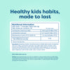 Kids vitamin tablet nutritional label with probiotics and daily dose info for healthy habits