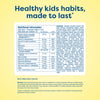 Nutritional information label for children's vitamins on a yellow background