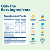 Supplement facts label for kids' vitamin tablet with clean, non-GMO, sugar-free ingredients and NSF certification