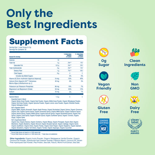 Légumes verts et superaliments quotidiens pour enfants