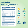 Kids vitamin supplement facts label with clean, vegan, non-GMO, gluten-free, dairy-free ingredients and NSF certified