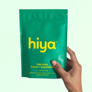 Hiya Kids Daily Greens + Superfoods Vanilla Flavor dietary supplement pouch