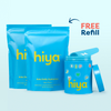 Hiya Kids Daily Hydration berry flavor powder packs with free refill container, healthy drink mix for children 2+
