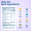 Kids vitamin tablet supplement facts with clean, non-GMO, sugar-free, dairy-free, gluten-free ingredients