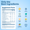 Kids vitamin tablet supplement facts with clean, non-GMO, sugar-free, dairy-free, gluten-free ingredients