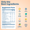 Kids vitamin tablet supplement facts with clean, non-GMO, sugar-free, dairy-free, gluten-free ingredients