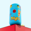 Blue Hiya vitamin bottle with Marvel superhero stickers, featuring Iron Man and Spider-Man designs for kids.