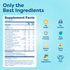 Kids vitamin tablet supplement facts with clean, non-GMO, sugar-free, gluten-free, dairy-free ingredients