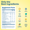 Kids vitamin tablet supplement facts with clean, non-GMO, sugar-free, dairy-free, gluten-free ingredients