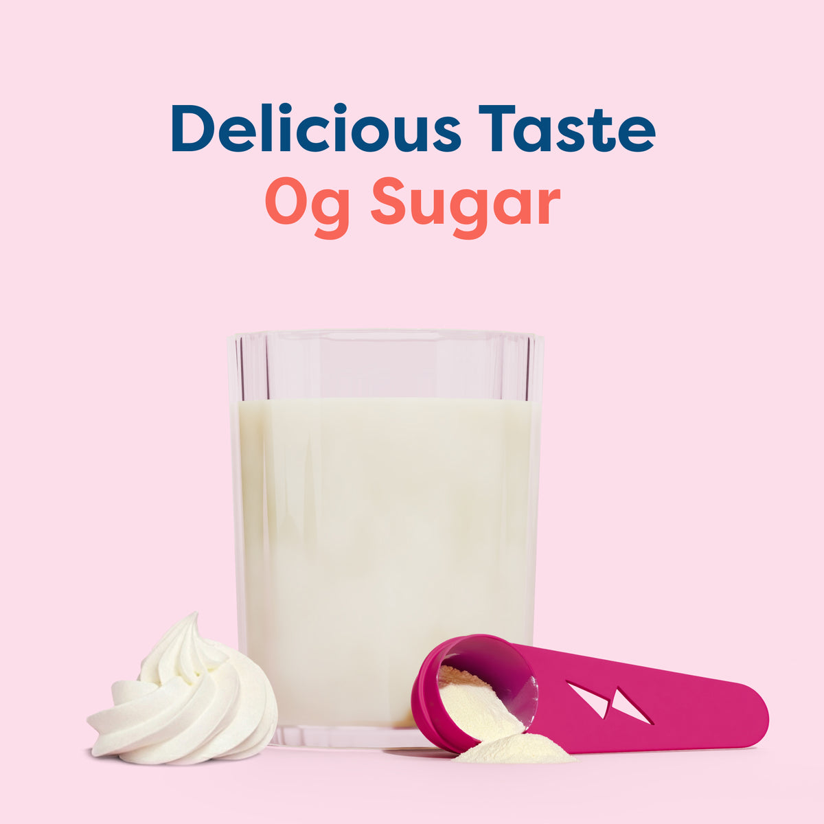 Hiya sweet cream protein drink with delicious taste and zero sugar callout