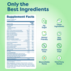 Teen chewable vitamin supplement facts label with zero sugar, non-GMO, gluten-free, dairy-free, and clean ingredients